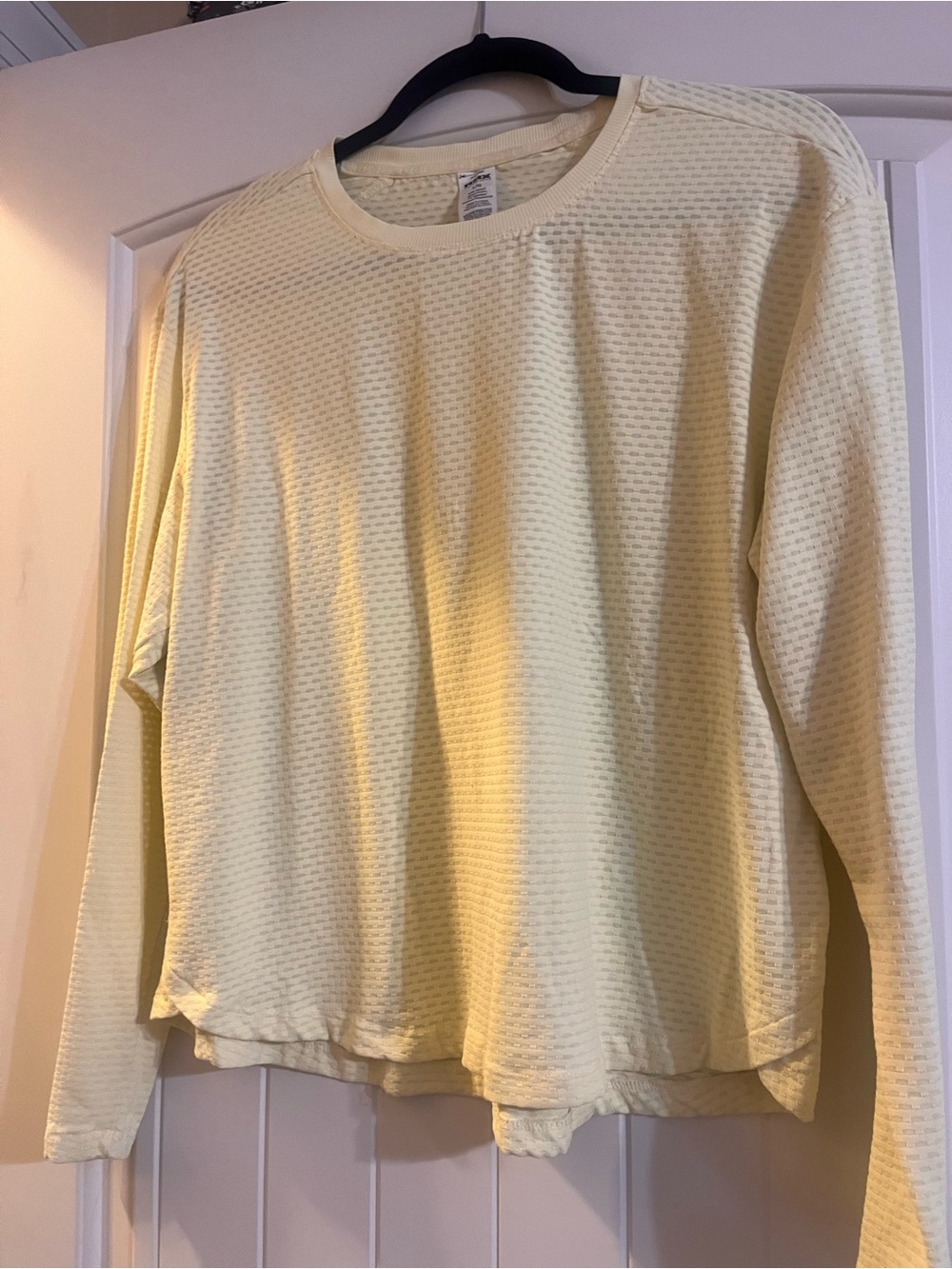 RBX Womenâs Pale Yellow Waffle Knit Crewneck Sweater